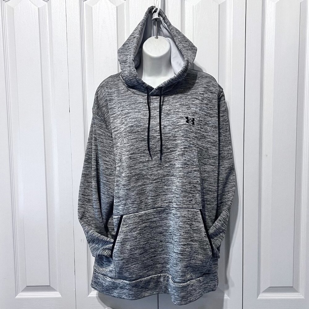 Under Armour Loose Fit Black/White Hooded Sweatshirt-Size X Large-Comfy-Dtraws